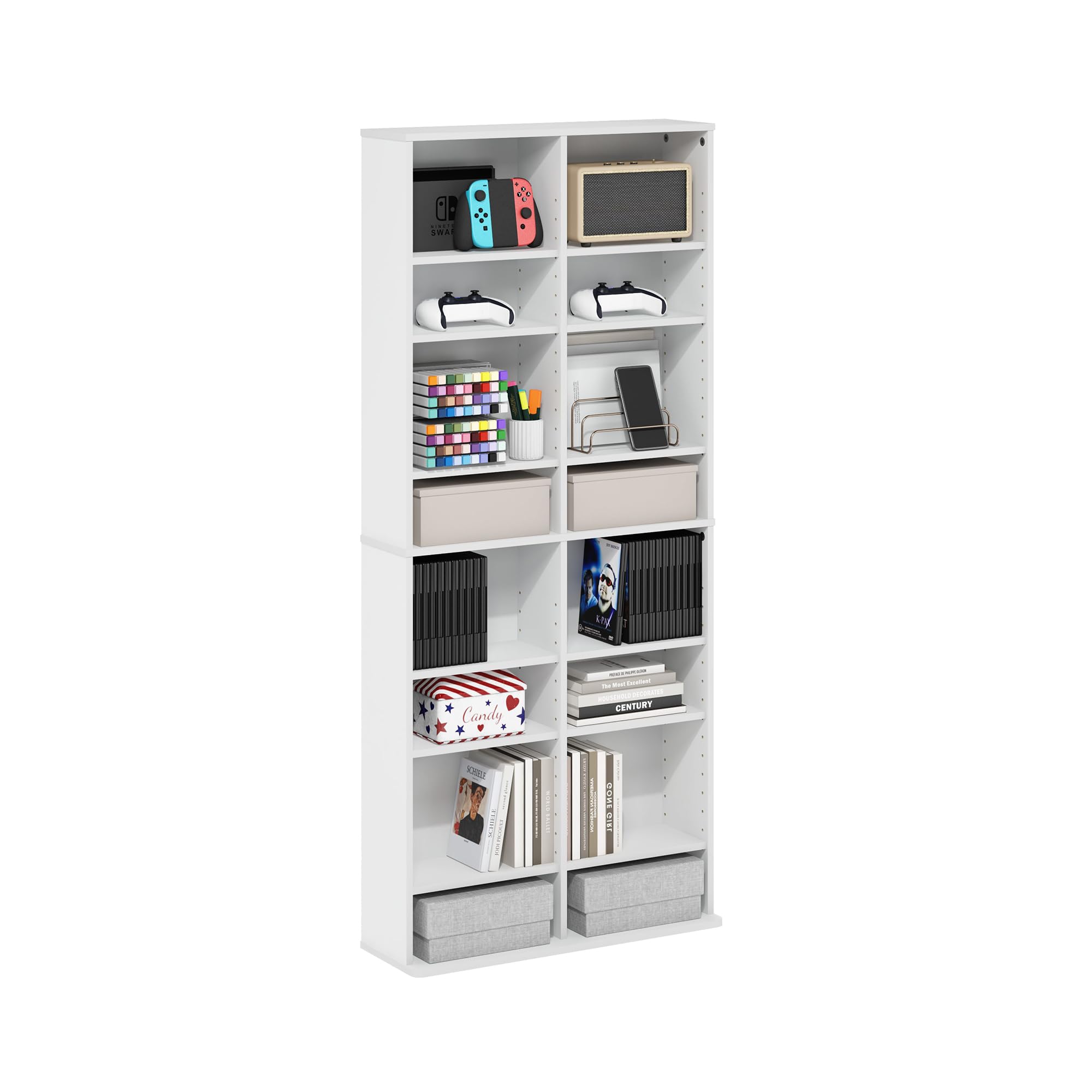 Amazon.com: Furinno Jaya DVD Shelf, 16-Shelf Wide CD Rack, Media